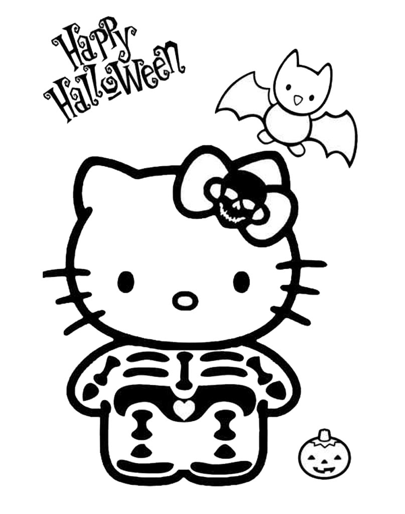 Hello Kitty świętuje Halloween - kolorowanka dla dzieci
