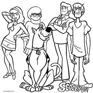 Kolorowanka z postaciami z kreskówki Scooby Doo
