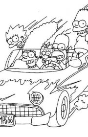 Kolorowanka Simpsonowie jadą samochodem