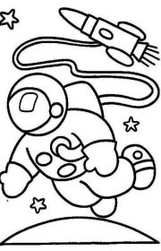 Astronauta w kosmosie - darmowa kolorowanka do druku