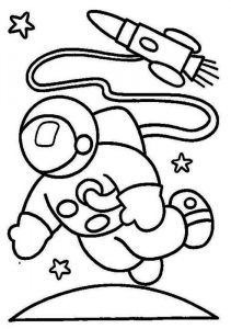Astronauta w kosmosie - darmowa kolorowanka do druku