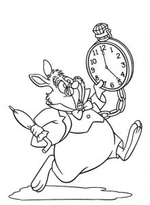 Biały królik z zegarkiem kolorowanka Alicja w Krainie Czarów