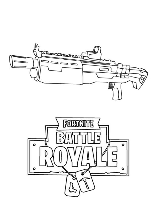 Broń battle royale - kolorowanka Fortnite