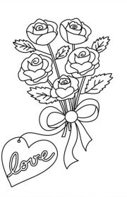 Bukiet kwiatów z napisem Love - kolorowanka