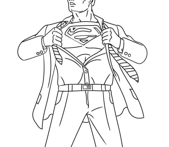 Clark Kent przebiera się za Supermana - kolorowanka