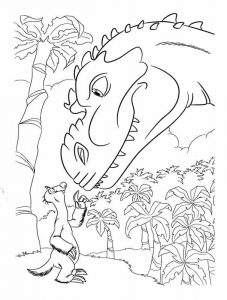 Dinozaur z bajki dla dzieci - kolorowanka