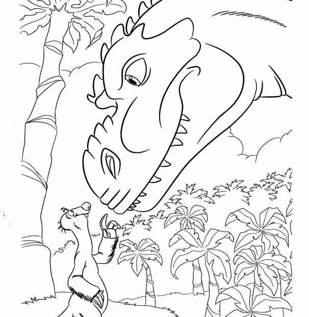 Dinozaur z bajki dla dzieci - kolorowanka