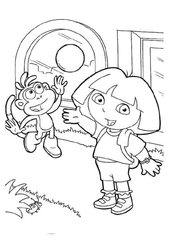 Dora z małpką kolorowanka dla dzieci