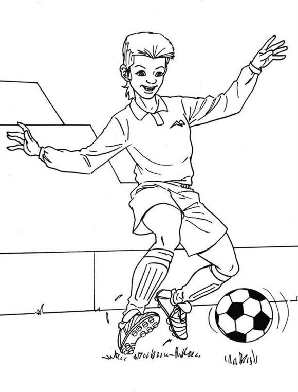 Gra w piłkę nożną - kolorowanka sportowa dla dzieci