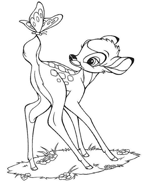Jeleń Bambi i motylek na ogonku