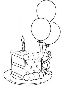 Kawałek tortu urodzinowego - darmowa kolorowanka do pobrania