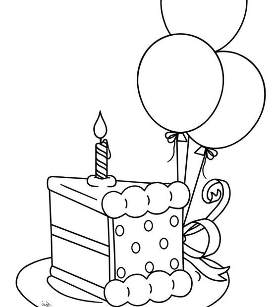 Kawałek tortu urodzinowego - darmowa kolorowanka do pobrania