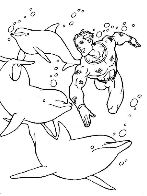 Kolorowanka Aquaman i delfiny