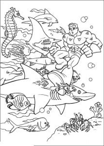 Kolorowanka Aquaman i ryby