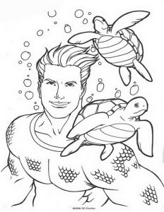 Kolorowanka Aquaman i żółwie