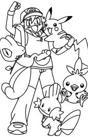 Kolorowanka Ash Ketchum z Pokemon do wydruku