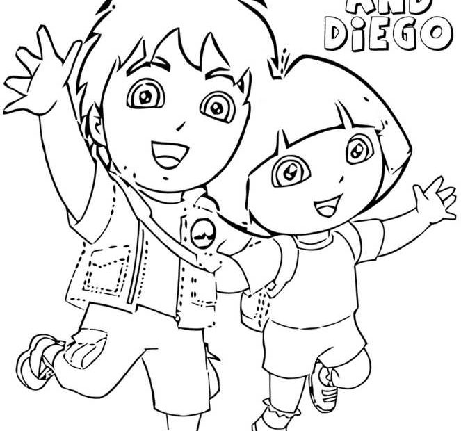 Kolorowanka Dora i Diego odkrywają świat