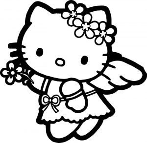 Kolorowanka Hello Kitty jako aniołek