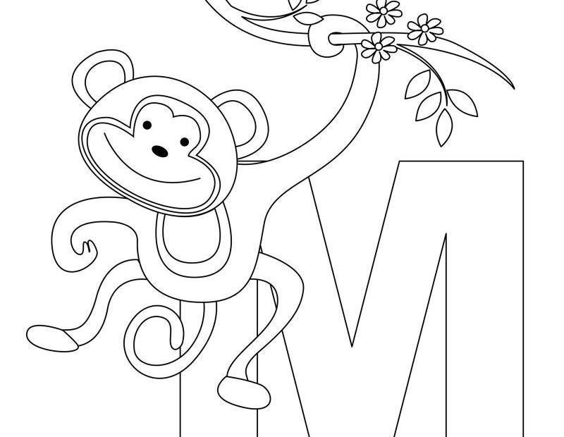 Kolorowanka literki M jak małpka
