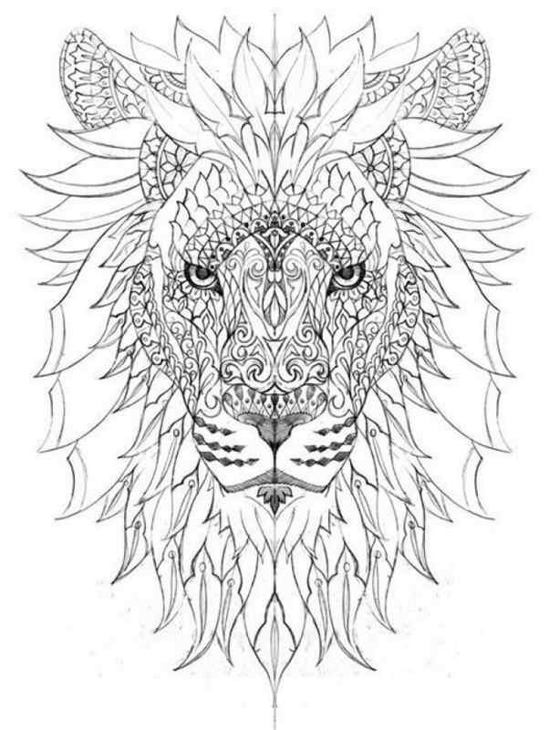 Kolorowanka Mandala głowa lwa