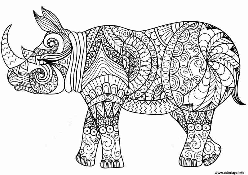 Kolorowanka Mandala nosorożec