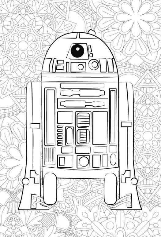 Kolorowanka mandala z robotem R2-D2 do wydruku