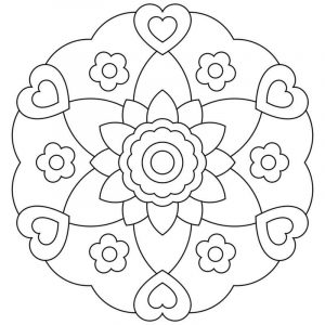 Kolorowanka Mandala z sercami