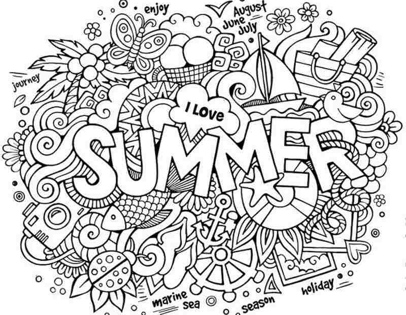 Kolorowanka na lato z motywem Doodle