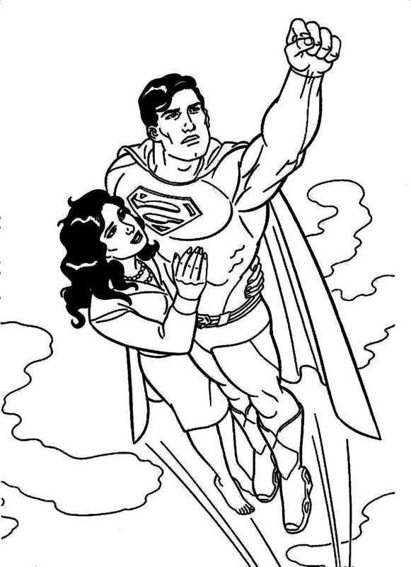 Kolorowanka Superman i jego żona Lois Lane