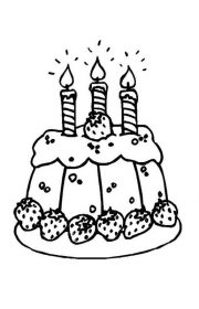 Kolorowanka urodzinowa z tortem na 3 latka