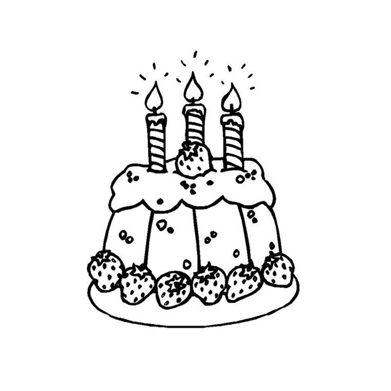Kolorowanka urodzinowa z tortem na 3 latka