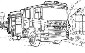 Kolorowanka wóz strażacki Scania