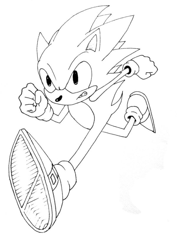 Kolorowanka z biegnącym jeżem Sonic