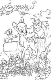 Kolorowanka z bohaterami bajki Disney'a - Bambi