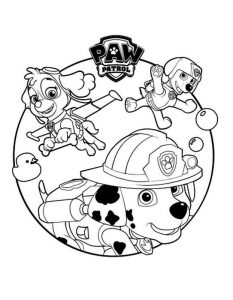 Kolorowanka z bohaterami serialu animowanego Psi Patrol