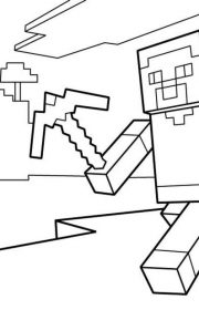 Kolorowanka z bohaterem gry Minecraft