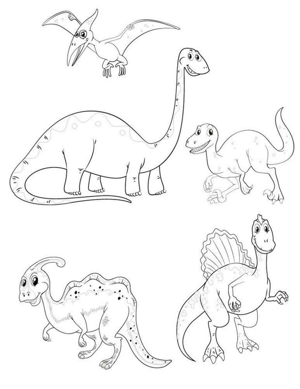 Kolorowanka z dinozaurami do malowania dla dzieci