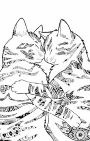 Kolorowanka z dwoma przytulonymi kotkami