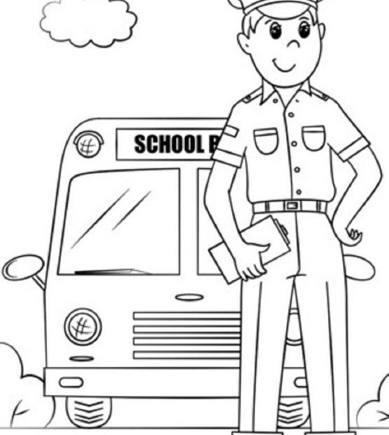 Kolorowanka z kierowcą autobusu dla dzieci