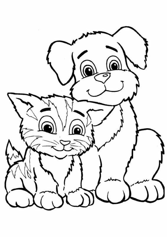 Kolorowanka z kotkiem i psem do druku