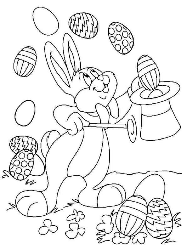 Kolorowanka z królikiem czarodziejem dla dzieci