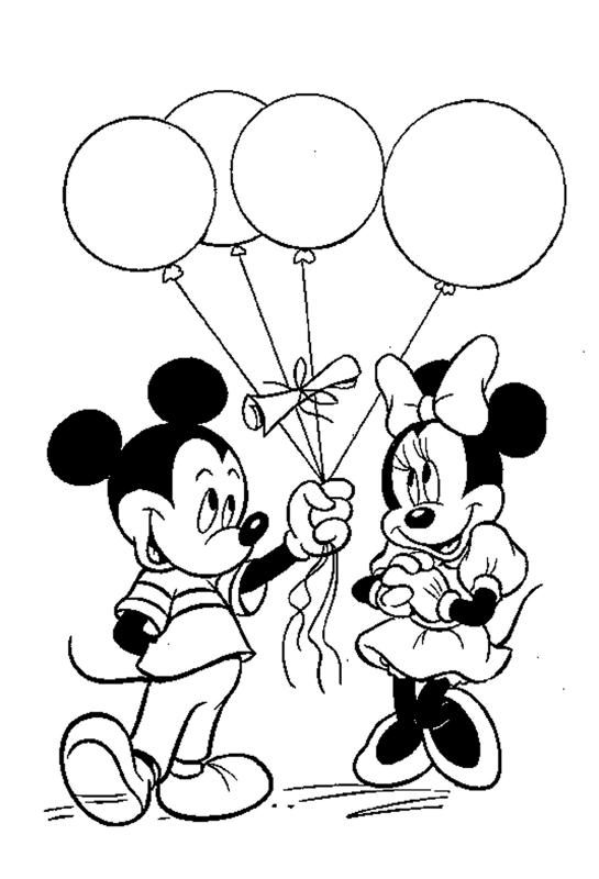 Kolorowanka z Myszką Miki i Mini z balonikami