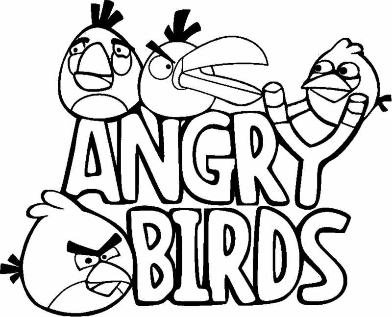 Kolorowanka z napisem Angry Birds do druku