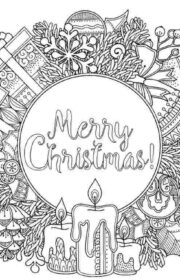 Kolorowanka z napisem Merry Christmas na Boże Narodzenie