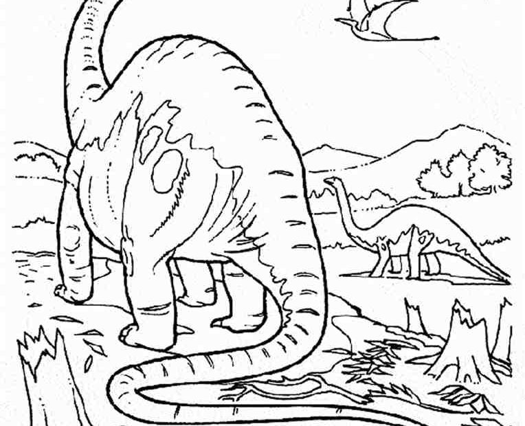 Kolorowanka z ogromnym dinozaurem