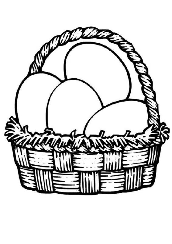 Kolorowanka z pisankami w koszyczku na Wielkanoc