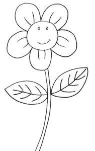 Kolorowanka z uśmiechniętym kwiatuszkiem dla dzieci