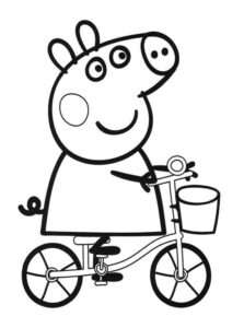 Kolorowanka ze Świnką Peppą jadącą na rowerku