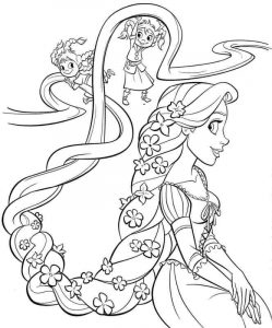 Księżniczka z długim warkoczem - kolorowanka dla dziewczyn