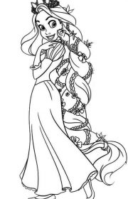 Księżniczka z długimi włosami - kolorowanka dla dziewczyn